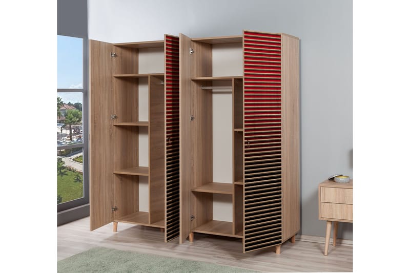 Brokind Garderob 180 cm - Brun/Röd - Förvaring - Klädförvaring - Garderob & garderobssystem