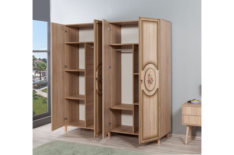 Brokind Garderob 180 cm i Trä - Beige - Förvaring - Klädförvaring - Garderob & garderobssystem