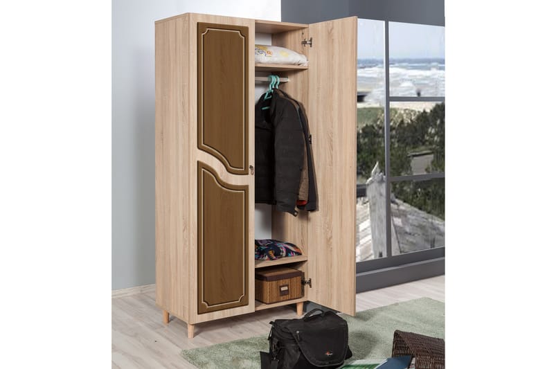 Brokind Garderob 90 cm - Brun - Förvaring - Klädförvaring - Garderob & garderobssystem