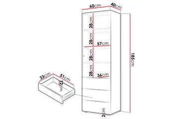Buhan Garderob 60x185 cm - Beige/Brun - Förvaring - Klädförvaring - Garderob & garderobssystem