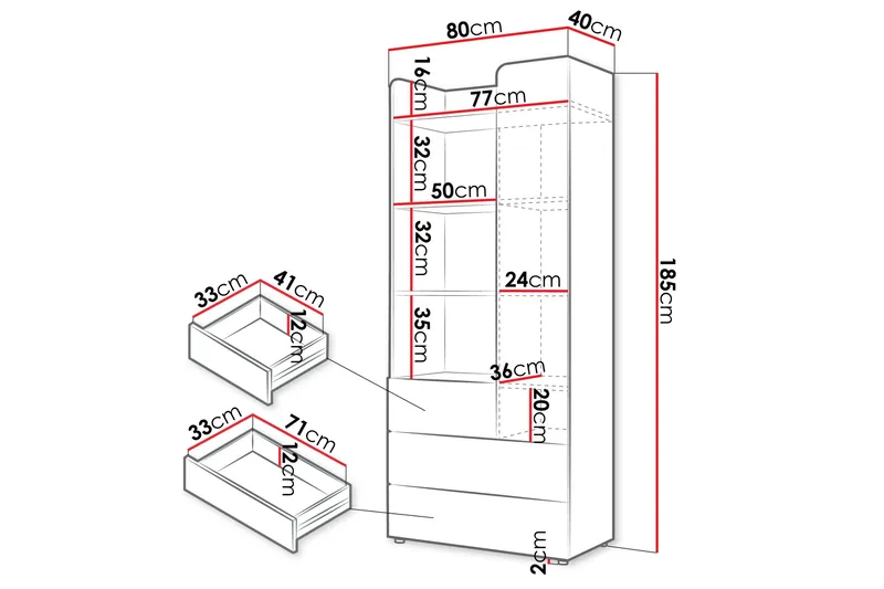 Buhan Garderob 80x185 cm - Beige/Brun - Förvaring - Klädförvaring - Garderob & garderobssystem