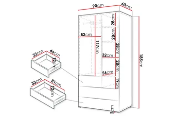 Buhan Garderob 90x185 cm - Beige/Brun - Förvaring - Klädförvaring - Garderob & garderobssystem