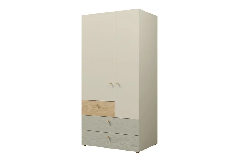 Buhan Garderob 90x185 cm - Beige/Brun - Förvaring - Klädförvaring - Garderob & garderobssystem