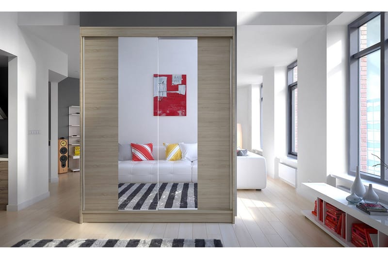 Camino Garderob 150x58x200 cm LED-belysning - Beige - Förvaring - Klädförvaring - Garderob & garderobssystem