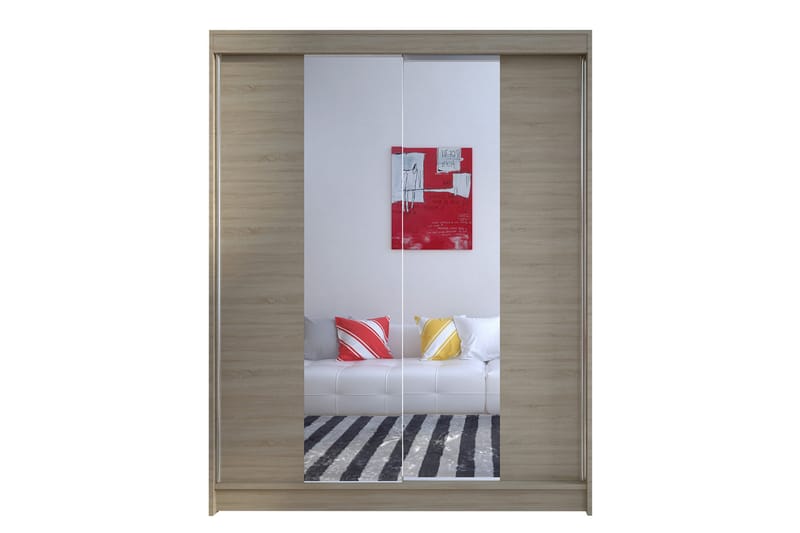 Camino Garderob 150x58x200 cm LED-belysning - Beige - Förvaring - Klädförvaring - Garderob & garderobssystem