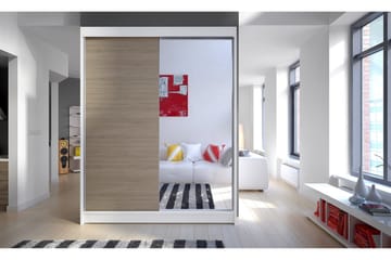 Camino Garderob 150x58x200 cm LED-belysning - Beige/Vit - Förvaring - Klädförvaring - Garderob & garderobssystem