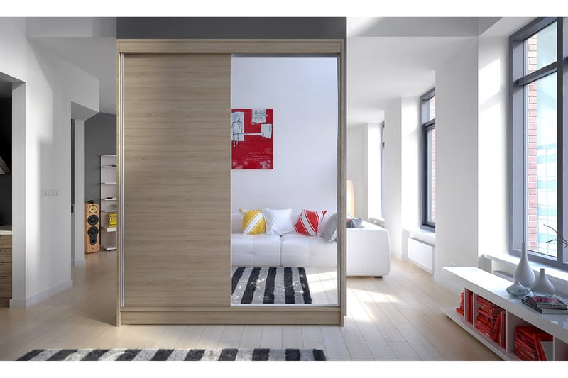 Camino Garderob 150x58x200 cm LED-belysning - Brun - Förvaring - Klädförvaring - Garderob & garderobssystem