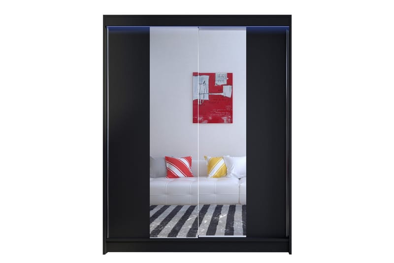 Camino Garderob 150x58x200 cm LED-belysning - Svart - Förvaring - Klädförvaring - Garderob & garderobssystem - Klädskåp & fristående garderob