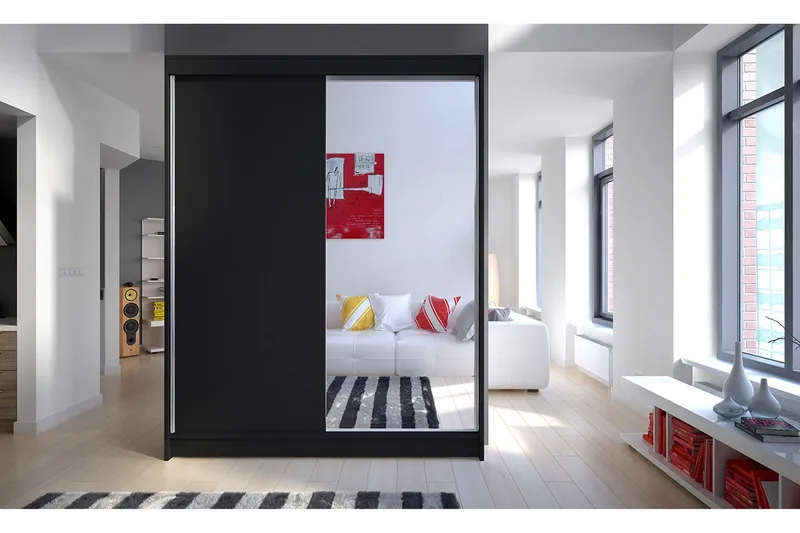 Camino Garderob 150x58x200 cm LED-belysning - Svart/Svart - Förvaring - Klädförvaring - Garderob & garderobssystem