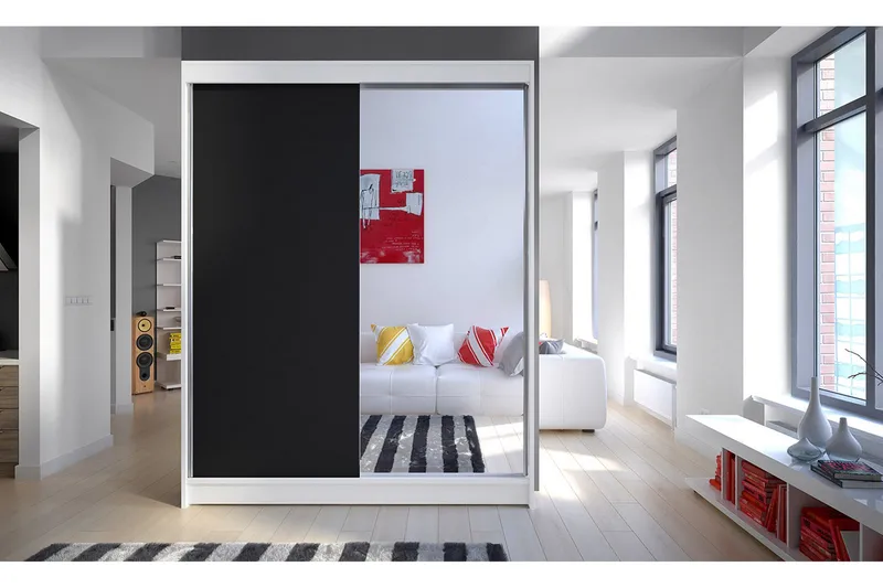 Camino Garderob 150x58x200 cm LED-belysning - Vit/Brun - Förvaring - Klädförvaring - Garderob & garderobssystem