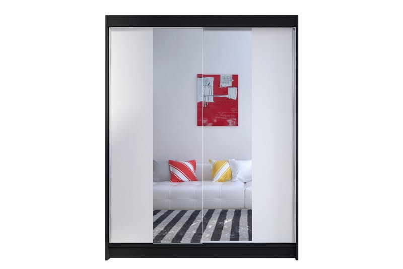Camino Garderob 150x58x200 cm LED-belysning - Vit/Svart - Förvaring - Klädförvaring - Garderob & garderobssystem
