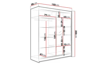 Camino Garderob 58x150 cm LED-belysning - Brun/Vit - Förvaring - Klädförvaring - Garderob & garderobssystem