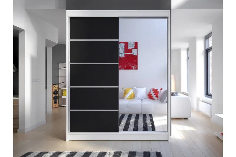 Camino Garderob 58x150 cm LED-belysning - Brun/Vit - Förvaring - Klädförvaring - Garderob & garderobssystem