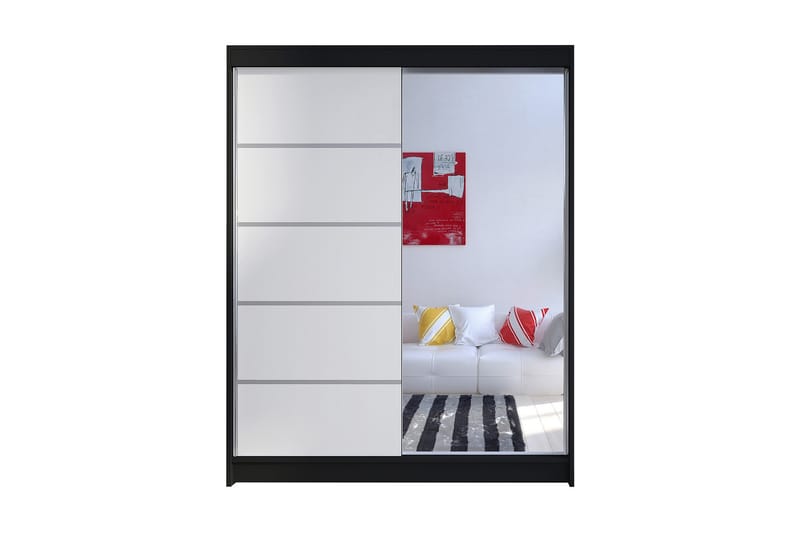 Camino Garderob 58x150 cm LED-belysning - Svart/Vit - Förvaring - Klädförvaring - Garderob & garderobssystem