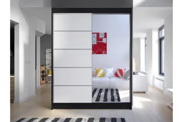 Camino Garderob 58x150 cm LED-belysning - Svart/Vit - Förvaring - Klädförvaring - Garderob & garderobssystem