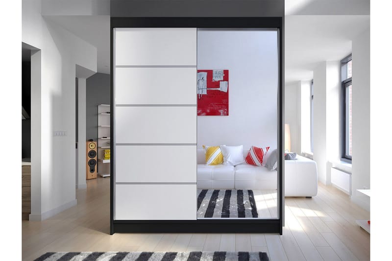 Camino Garderob 58x150 cm LED-belysning - Svart/Vit - Förvaring - Klädförvaring - Garderob & garderobssystem - Klädskåp & fristående garderob