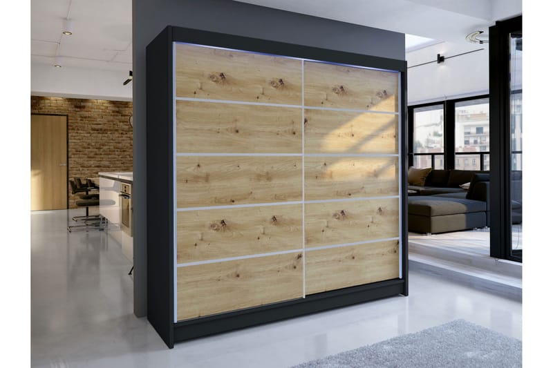 Canderbury Garderob 180x215 cm - Svart/Brun - Förvaring - Klädförvaring - Garderob & garderobssystem