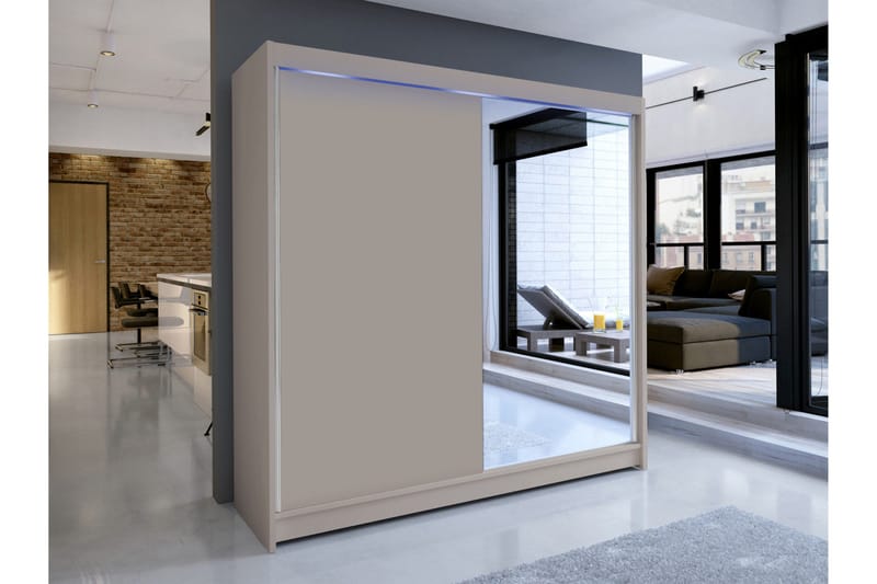 Canderbury Garderob m. Spegel 180x215 cm - Beige - Förvaring - Klädförvaring - Garderob & garderobssystem