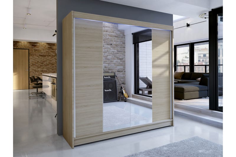 Canderbury Garderob m. Spegel 180x215 cm - Brun - Förvaring - Klädförvaring - Garderob & garderobssystem