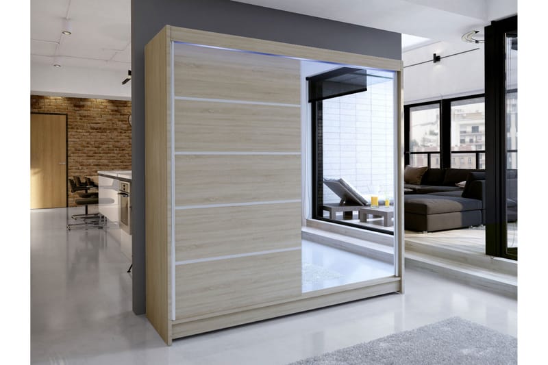 Canderbury Garderob m. Spegel 180x215 cm - Brun - Förvaring - Klädförvaring - Garderob & garderobssystem