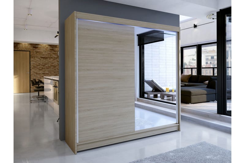 Canderbury Garderob m. Spegel 180x215 cm - Brun - Förvaring - Klädförvaring - Garderob & garderobssystem