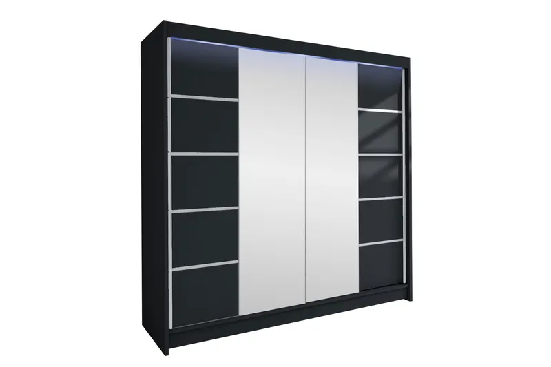 Canderbury Garderob m. Spegel 180x215 cm, Grå