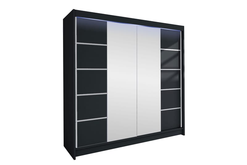 Canderbury Garderob m. Spegel 180x215 cm - Grå - Förvaring - Klädförvaring - Garderob & garderobssystem