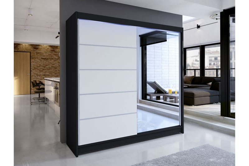 Canderbury Garderob m. Spegel 180x215 cm - Svart - Förvaring - Klädförvaring - Garderob & garderobssystem