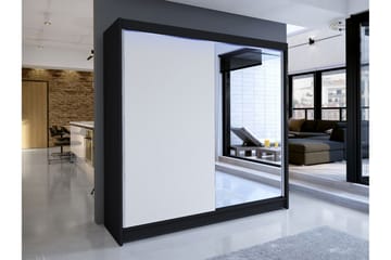 Canderbury Garderob m. Spegel 180x215 cm - Svart/Vit - Förvaring - Klädförvaring - Garderob & garderobssystem