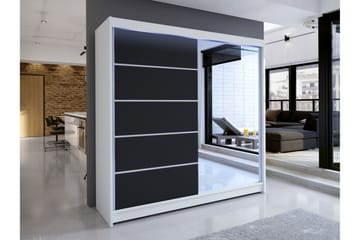 Canderbury Garderob m. Spegel 180x215 cm - Vit/Svart - Förvaring - Klädförvaring - Garderob & garderobssystem