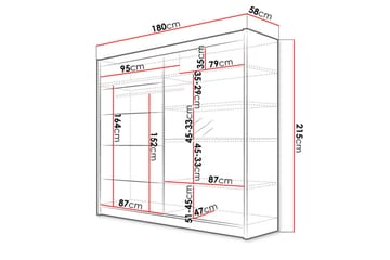 Canderbury Garderob med Spegel 180x215 cm - Brun/Vit - Förvaring - Klädförvaring - Garderob & garderobssystem