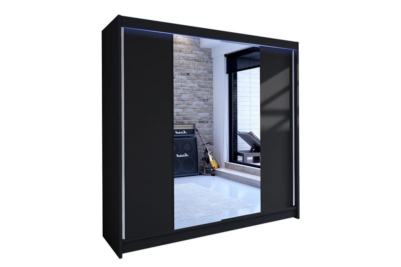 Canderbury Garderob med Spegel 180x215 cm, Svart