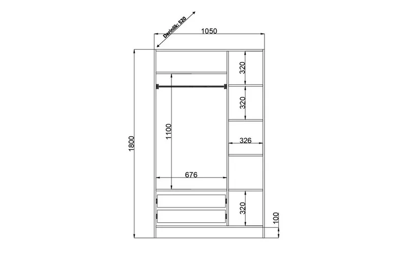 Carvo Garderob 105x180 cm - Matt Vit - Förvaring - Klädförvaring - Garderob & garderobssystem