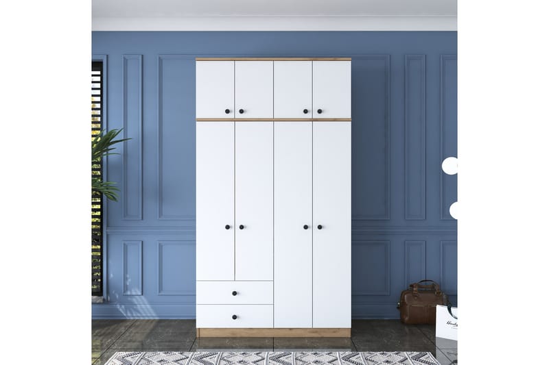 Caturai Garderob 120 cm - Valnöt/Vit - Förvaring - Klädförvaring - Garderob & garderobssystem