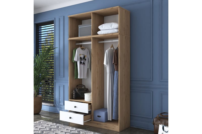 Caturai Garderob 120 cm - Valnöt/Vit - Förvaring - Klädförvaring - Garderob & garderobssystem