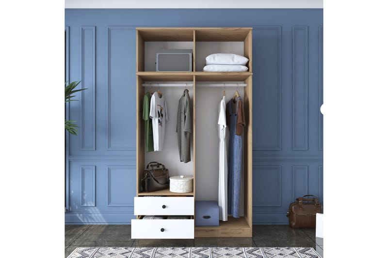 Caturai Garderob 120 cm - Valnöt/Vit - Förvaring - Klädförvaring - Garderob & garderobssystem