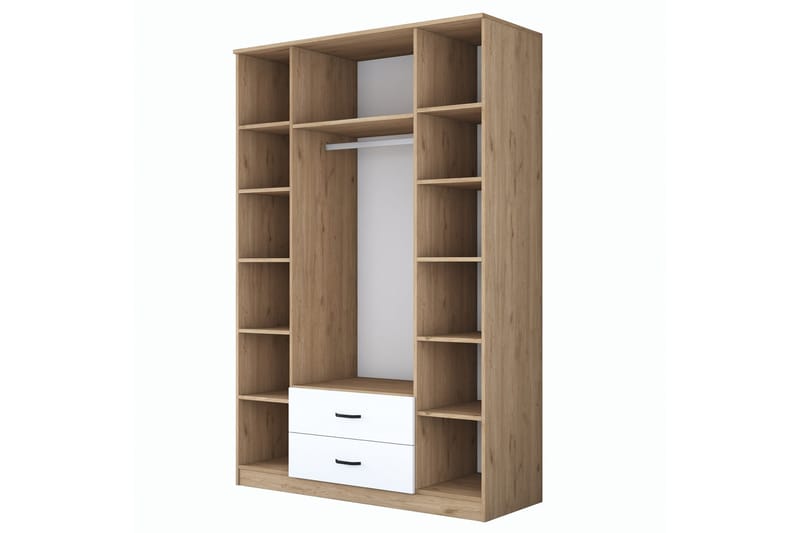 Caturai Garderob med Spegel - Valnöt/Vit - Förvaring - Klädförvaring - Garderob & garderobssystem