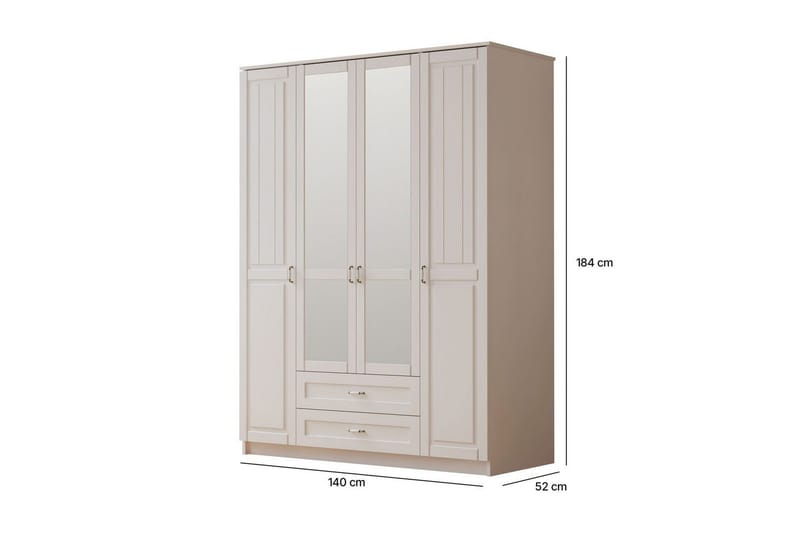 Ceynor Garderobsskåp 140x184 cm - Matt Vit - Förvaring - Klädförvaring - Garderob & garderobssystem - Klädskåp & fristående garderob