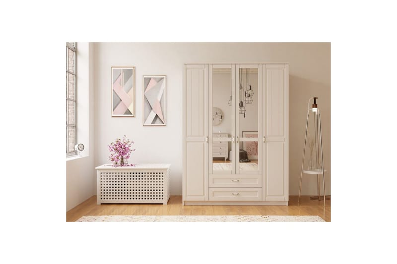 Ceynor Garderobsskåp 140x210 cm - Matt Vit - Förvaring - Klädförvaring - Garderob & garderobssystem - Klädskåp & fristående garderob