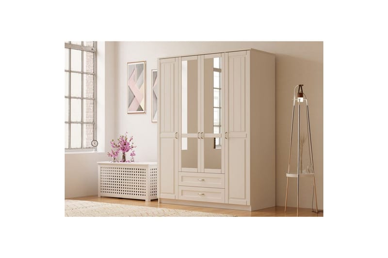 Ceynor Garderobsskåp 140x210 cm - Matt Vit - Förvaring - Klädförvaring - Garderob & garderobssystem - Klädskåp & fristående garderob