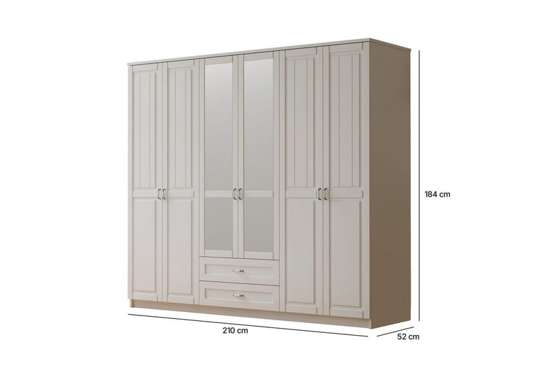 Ceynor Garderobsskåp 210x184 cm - Matt Vit - Förvaring - Klädförvaring - Garderob & garderobssystem - Klädskåp & fristående garderob
