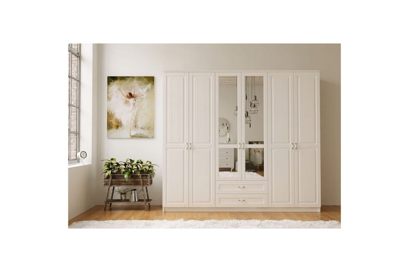 Ceynor Garderobsskåp 210x184 cm - Matt Vit - Förvaring - Klädförvaring - Garderob & garderobssystem - Klädskåp & fristående garderob