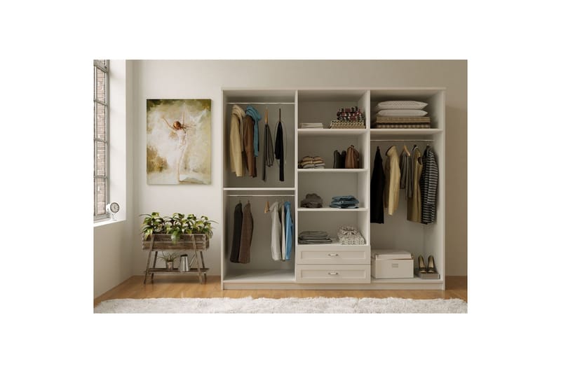 Ceynor Garderobsskåp 210x184 cm - Matt Vit - Förvaring - Klädförvaring - Garderob & garderobssystem - Klädskåp & fristående garderob