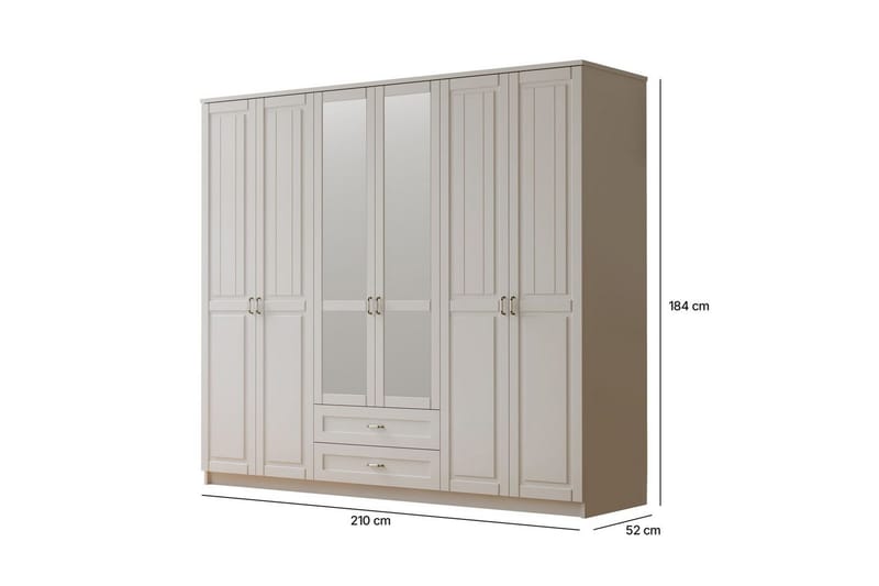 Ceynor Garderobsskåp 210x184 cm - Matt Vit - Förvaring - Klädförvaring - Garderob & garderobssystem - Klädskåp & fristående garderob