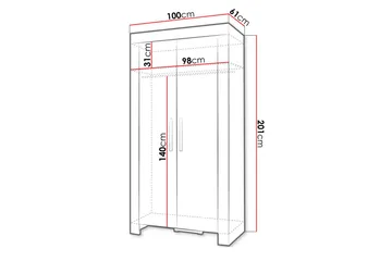 Cezar Garderob 100x60x201 cm Ek - Förvaring - Klädförvaring - Garderob & garderobssystem