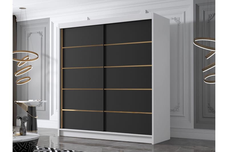 Chavez Garderob 180x215 cm - Svart/Vit - Förvaring - Klädförvaring - Garderob & garderobssystem