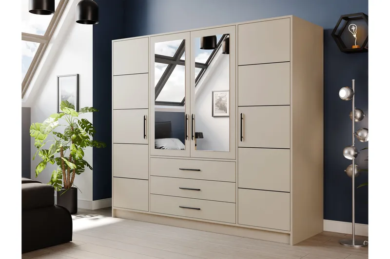 Chavez Garderob 196x200 cm - Beige - Förvaring - Klädförvaring - Garderob & garderobssystem