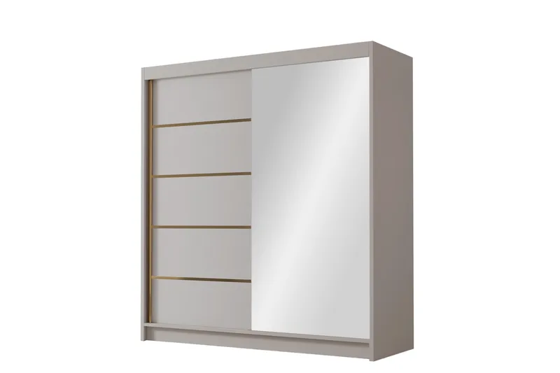 Chavez Garderob med Spegel 180x215 cm - Beige - Förvaring - Klädförvaring - Garderob & garderobssystem