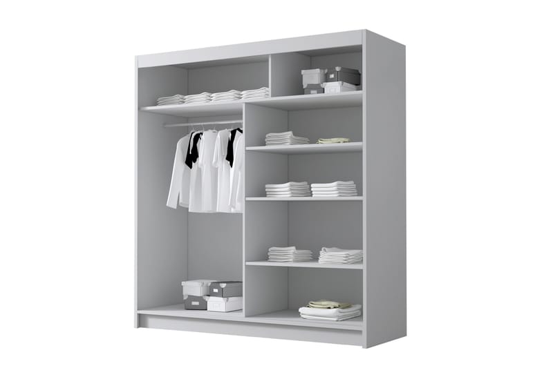 Chavez Garderob med Spegel 180x215 cm - Vit - Förvaring - Klädförvaring - Garderob & garderobssystem