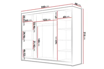 Cinerea Garderob 250x215 cm - Vit/Svart - Förvaring - Klädförvaring - Garderob & garderobssystem